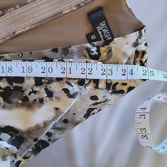 Vtg Tadashi Collection silk blend leopard print faux wrap blouse size 10 - Picture 11 of 13